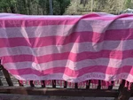 Vintage Y2K Victoria Secret Pink Beach Blanket Threw 49" X 59" Striped Light. Fixed Price $19.99.