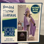Your Zone Kids Purple Witch Glow In The Dark Hooded Throw, 40" X 50". Fixed Price $19.99.