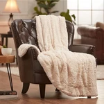 Wolf Ivory Faux Fur Polyester Throw Blanket With Reversible Sherpa Shearling - 5. Fixed Price $53.99.