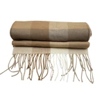 Covington Scarf Beige Brown Plaid Fringe Acrylic 10/70" Made Germany. Fixed Price $17.40.