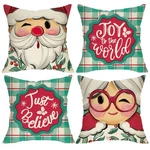 Fjfz Christmas Santa Mrs Claus Throw Pillow Covers 20X20 Green Set Of 4. Fixed Price $14.24.