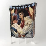 Vintage Elvis Presley Woven Throw Blanket Fringe Tapestry Concert Stage Portrait. Fixed Price $19.50.