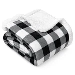 Pavilia Buffalo Sherpa Blanket Throw Twin Fuzzy White Black Checkered. Fixed Price $34.19.