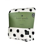 Kate Spade New York Full/queen Plush Blanket Polka Dot White Black 98X92. Fixed Price $62.00.
