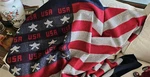 Woolrich Patriotic Usa Flag Blanket Red White & Blue Throw 60X 72". Fixed Price $185.00.