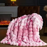 Pluushuu Faux Fur Throw For Couch, Fluffy Fuzzy Plush Bubble Blanket,. Fixed Price $75.99.