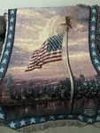 Thomas Kinkade America Flag Nyc Usa Patriotic Liberty Tapestry Throw Blanket Euc. Fixed Price $24.99.