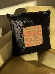 Bombay Black Velvet Throw Pillow 16X16 Gold Embroidered Indian Boho Accent. Fixed Price $55.99.