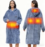 Cozy Blue Cordless Heated Blanket Hoodie Robe - Oversized Fleece Comfort. Fixed Price $78.99.