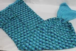 Handmade Adult Crocheted Seashell Patten Mermaid Tail Blanket 53"X20" Multi Blue. Fixed Price $39.99.