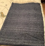 Nwt Klippan 100% Lambswool Throw Navy Cream Fringed 52 X 80. Fixed Price $59.99.