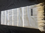 New 62 72 Sackcloth & Ashes Gray White Striped Wool Italian Fringe Blanket Throw. Fixed Price $84.95.