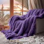 Hyde Lane Purple Fuzzy Throw Blanket, 2 Way Reversible 60X80",. Fixed Price $38.76.