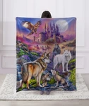 Regal Comfort- Wolf Fantasy Faux Fur Printed Throw Blanket 50"X60". Fixed Price $23.99.