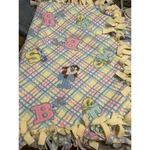 Handmade Looney Tunes Baby Fleece Tie Blanket Pastel Plaid Bugs Tweety Taz 42X30. Fixed Price $29.99.