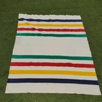 Vintage Hudson's Bay Wool Point Blanket Throw Multicolor Stripe 63X83 England. Fixed Price $169.99.