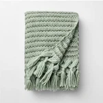 New Threshold Studio Mcgee Mixd Yarn Seafoam Green Throw W/ Tassels Fringe. Fixed Price $22.99.