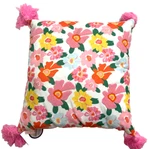The Spring Shop Throw Pillow 15 X Pink Floral Print Needlework Tassels Nwt. Fixed Price $12.02.
