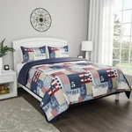 Patchwork Nautical Americana Quilted Blanket Colorful Bedspread Twin Queen King. Fixed Price $29.99.