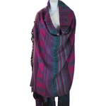 Tribal Shawl/throw Yak + Sheep Blend Handloomed Reversible Pink & Cyan. Fixed Price $47.00.