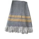 Roca Home Throw Blanket Portugal Gray White Herringbone Yellow Stripes Fringed. Fixed Price $31.40.