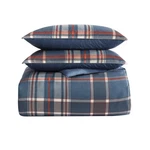 Eddie Bauer King Duvet Cover Set Shasta Lake Navy Plaid Reversible Cotton. Fixed Price $49.99.