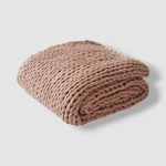Madison Park Pink Blush Chunky-knit Handmade Throw Blanket, 50" X 60". Fixed Price $58.58.