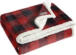 Eddie Bauer - Blanket, Super Soft Reversible Sherpa & Brushed .red Check. Fixed Price $31.99.