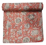 Indian Handwoven Floral Cotton Kantha Quilt , Bedspread Throw Blanket. Fixed Price $67.00.