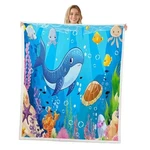 Ocean Sherpa Cartoon Whale Sea Turtle Fleece Throw Blanket 50" X 60" Multi 20. Fixed Price $25.46.