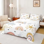 Girls Rainbow Bed Queen Size Sun And Stars Set 4 Piece Soft. Fixed Price $12.99.
