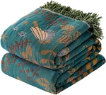 Boho Throw Blanket 100% Cotton Soft 60X80, 03-SPRING Bird Blue. Fixed Price $51.67.