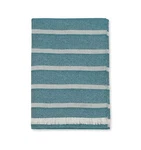 Sferra Marice Blue Throw Blanket Stripes Fringed Wool Silk Oversized Italy New. Fixed Price $100.00.