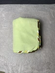 Trend Lab Framed Green Fleece Baby Blanket Brown Yellow White Striped Trim Lovey. Fixed Price $17.50.