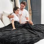 Cozy Bliss Checkered Faux Rabbit Fur Blanket King Size *factory Sealed -black. Fixed Price $69.97.