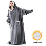 Wearable Blanket Hoodie Long Sherpa Fleece Sweatshirt Winter Warm Pocket. Fixed Price $20.69.