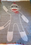 Sock Monkey Throw Blanket Soft Red Trim 60X60 Green 3 Recycled Cotton Acrylic. Fixed Price $39.98.