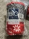 The Big One Oversized Christmas Red Grey Print Plush Throw Blanket 5' X 6' New. Fixed Price $19.95.