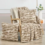 3PC Set Raccoon Fur Throw Blanket With Pillow Covers Soft Warm Patchwork Taupe. Fixed Price $35.99.