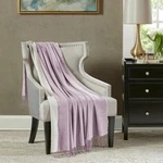 Madison Park Signature 51X67" Size Wool Reversible Throw With Fringe Purple. Fixed Price $99.00.
