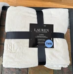 Ralph Lauren Classic Micromink Cream Polyester Twin Blanket 66" X 90". Fixed Price $49.00.