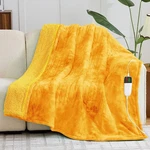 Greenoak Heated Electric Blanket Throw, Faux Fur Sherpa 50''*60'', Gold. Fixed Price $65.81.