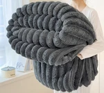 Gray Faux Fur Chunky Knit Throw Blanket, Solid Color, Machine Washable, Warm. Fixed Price $31.25.