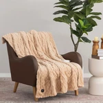 Berkshire Life Heated Luxe Faux Fur Throw Electric Blanket Tan 50" 60" Ez Touc. Fixed Price $22.99.