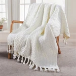 Hst Chunky Knit Throw Blanket Basket Weave Boho Tassel Soft Cozy Couch Bed Sofa. Fixed Price $41.39.