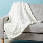 Cynthia Rowley Ivory Snowflakes Faux Fur Throw Blanket Christmas Holiday Decor. Fixed Price $64.99.
