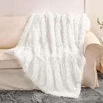 Yusoki White Faux Fur Fluffy Plush Throw Bed Blanket, 2 Layers, 50" Nwt. Fixed Price $14.29.