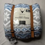 Artemis Full Sherpa Blanket With Pillows & Throw Set 3PC Gray Blue Size. Fixed Price $59.99.