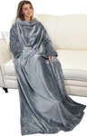 Wearable Blanket With Sleeves And Pocket, Cozy Soft Fleece Mink Micro Plush Wrap. Fixed Price $30.99.