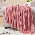 Bedelite Fleece Blanket For Couch 3D Ribbed THROW(50"X60"), Pink. Fixed Price $20.99.